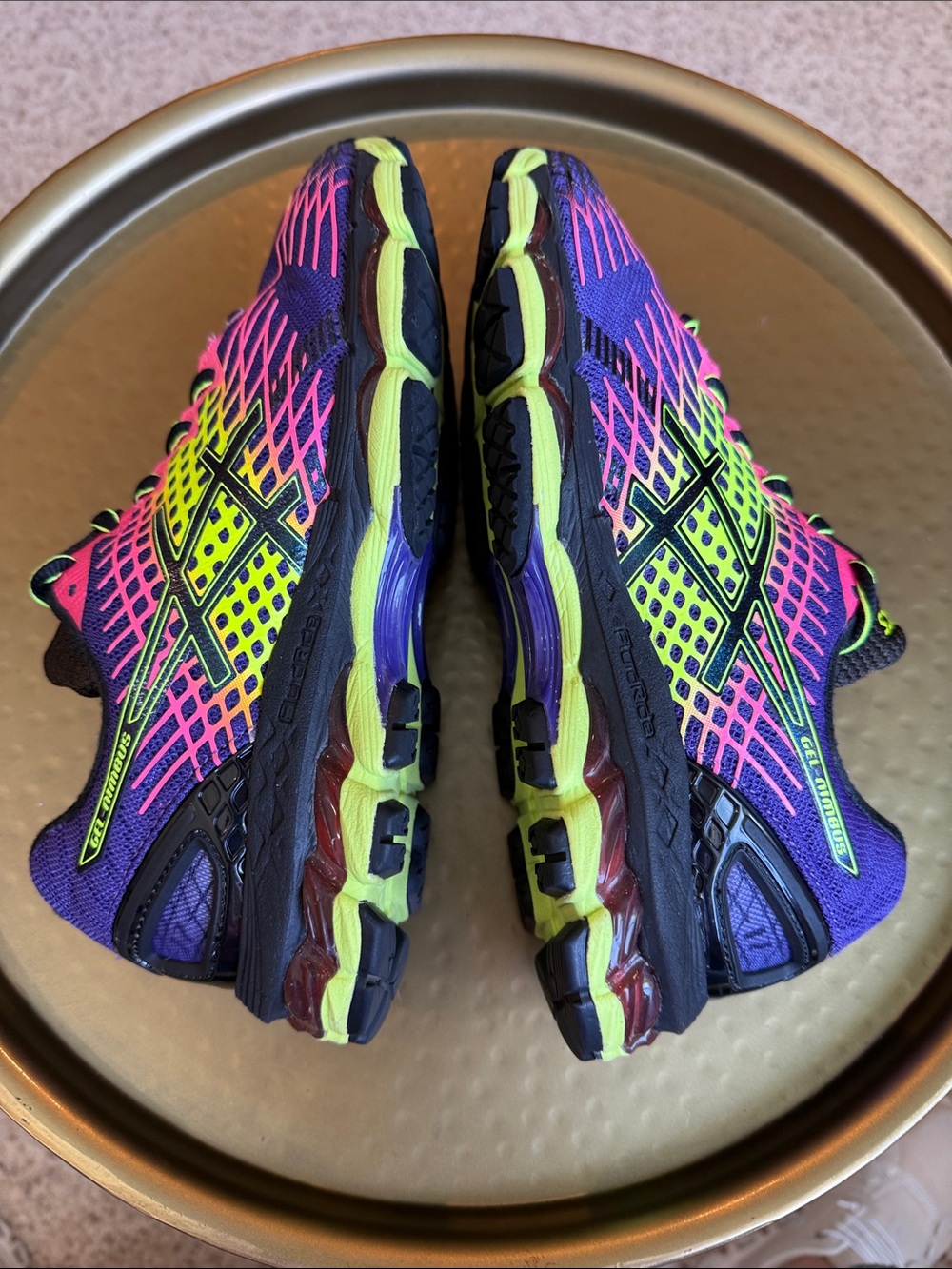 Asics Purple Neon Green Pink Yellow Athletic Running Shoes